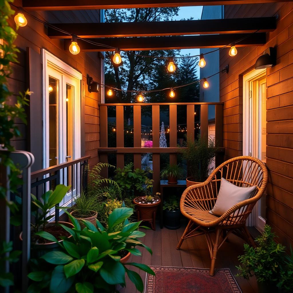 Cozy Balcony Garden at Dusk