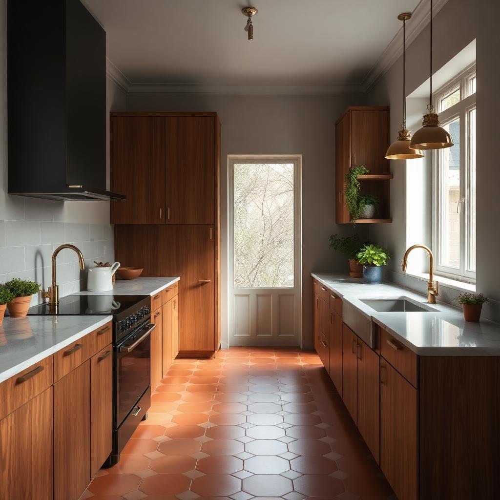 Modern Kitchen with Warm Wood